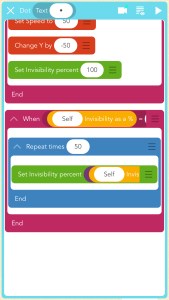 shows how self block was inserted twice into fireworks fade loop